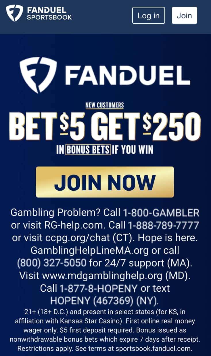 FanDuel promo code for $250.